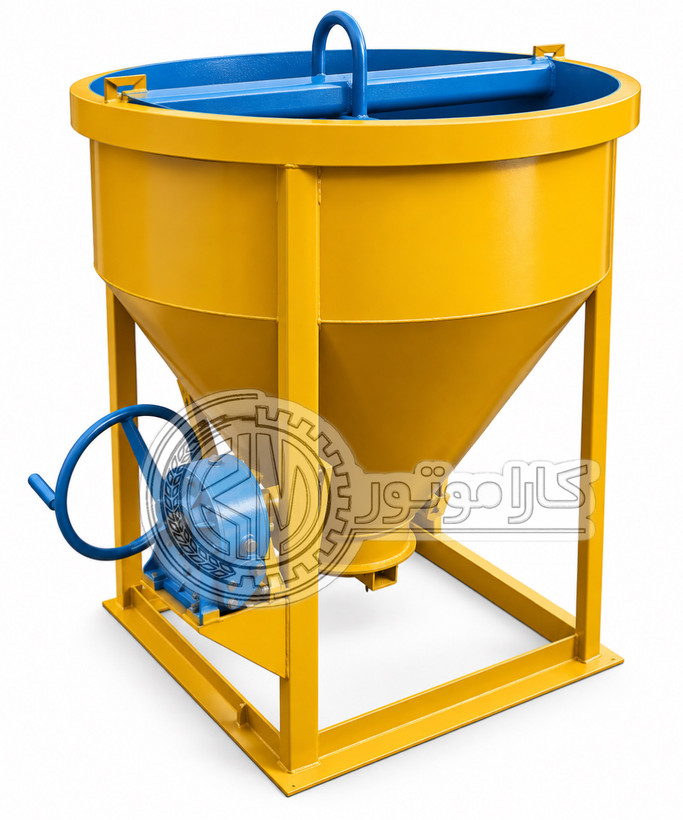 باکت تاور کرین ۷۵۰ لیتری برای جابهجایی بتن و مصالح ساختمانی